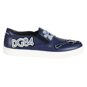 Dolce & Gabbana Men’s London Jazz Patches Slip On Blue Leather Shoes Size 10